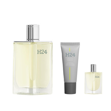 HERMES H24 3 PCS SET FOR MEN: 3.3 EAU DE TOILETTE SPRAY + 5 ML EAU DE TOILETTE MINI + 0.67 FACE MOISTURIZER