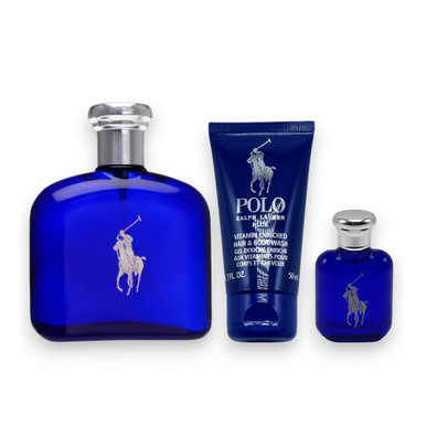 POLO BLUE 3 PCS SET FOR MEN: 4.2 EAU DE TOILETTE SPRAY + 1.7 BODY WASH + 0.5 EAU DE PARFUM SPRAY