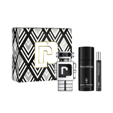 PACO RABANNE PHANTOM 3 PCS SET FOR MEN: 3.4 EAU DE TOILETTE SPRAY + 5 OZ DEODORANT SPRAY +  0.34 EAU DE TOILETTE SPRAY